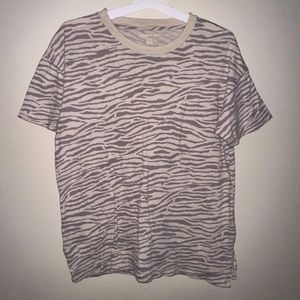 American Eagle Zebra Print Purple & Tan Oversized Tee, Size Small